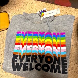 Target Take Pride “EVERYONE WELCOME” hoodie medium unisex NWT grey rainbow 🌈